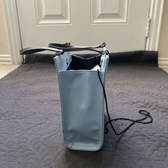 Baby Blue Initial L Personalized Faux Leather Tote Bag Fashion Handbag Gift Chic - Picture 3 of 8